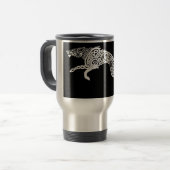 Knotwork Wolf, White on Black Reisbeker (Voorkant links)