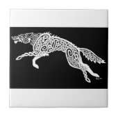 Knotwork Wolf, White on Black Tegeltje (Voorkant)