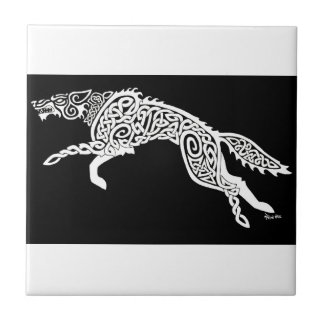 Knotwork Wolf, White on Black Tegeltje