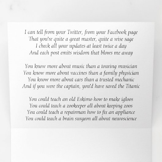 'Know-it-All'-B-day Drieluik Kaart (Binnenzijde eerst)