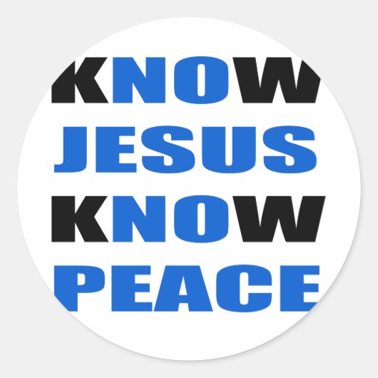 kNOw Jezus kNOw Vrede Ronde Sticker (Voorkant)