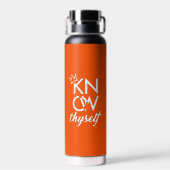 KNOW THYSELF: Minimalist Executive Flask in Orange Waterfles (Achterkant)
