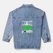 Know Your Power Dames Denim Jasje: Empowerment Jacket (Achterkant)