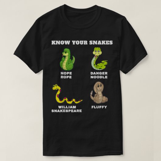 Know Your Snakes Funny Names Danger Noodle Nope Ro T-shirt (Design voorkant)