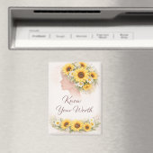 Know Your Worth Sunflower Affirmation Magnet (Insitu (Vaatwasser))