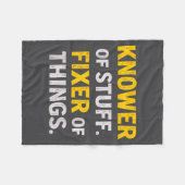 Knower Of Stuff. Fixer Of Things. Funny Gift For F Fleece Deken (Voorkant (Horizontaal))
