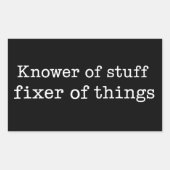 Knower of Stuff Fixer of Things Funny Handyman Dad Rechthoekige Sticker (Voorkant)