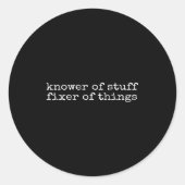Knower Of Stuff Fixer Of Things Funny Handyman Dad Ronde Sticker (Voorkant)