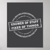 Knower Of Stuff Fixer Of Things Funny Stamp Poster (Voorkant)