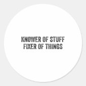 Knower Of Stuff Fixer Of Things Men Dad Funny Mech Ronde Sticker (Voorkant)