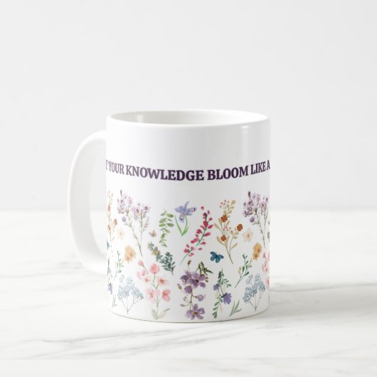 Knowledge bloom mug, wildflower study inspiration koffiemok (Voorkant links)