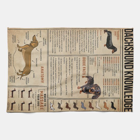 Knowledge Dachshund Wiener Dog Theedoek (Horizontaal)