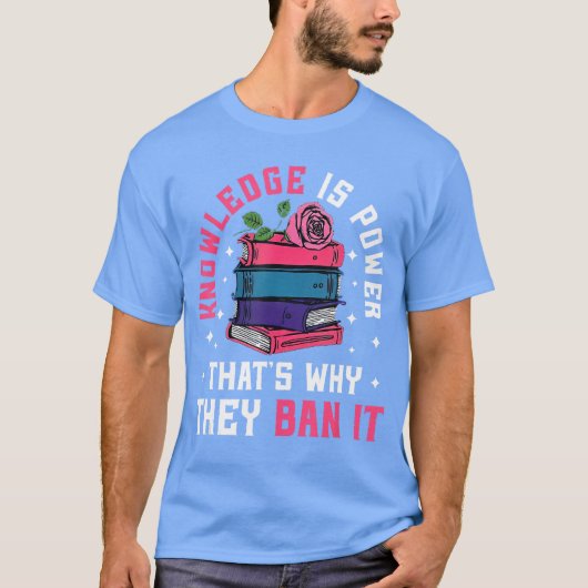 Knowledge Is Power Book Club Librarian Read Banned T-shirt (Voorkant)