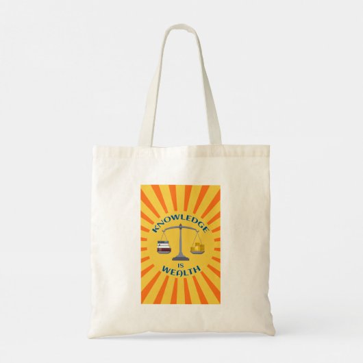 Knowledge is Wealth Intelligence Gezegde Canvas ta Tote Bag (Achterkant)