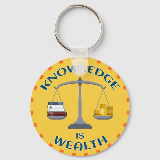 Knowledge is Wealth Intelligence Gezegde Sleutelha Sleutelhanger (Voorkant)