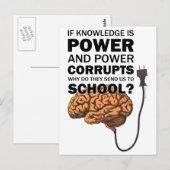 Knowledge Power Funny Quote Ironic Meme Brain Briefkaart (Voorkant / Achterkant)