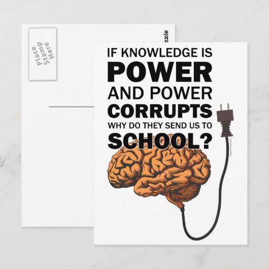 Knowledge Power Funny Quote Ironic Meme Brain Briefkaart (Voorkant / Achterkant)