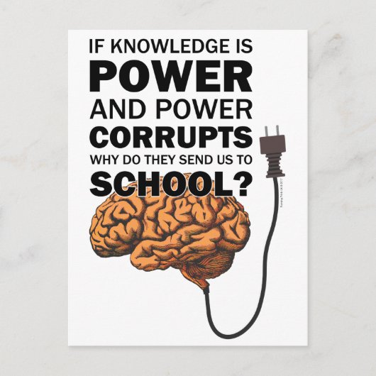 Knowledge Power Funny Quote Ironic Meme Brain Briefkaart (Voorkant)