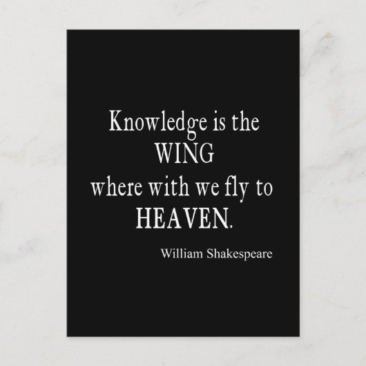 Knowledge Wing Fly to Heaven Shakespeare Quote Briefkaart (Voorkant)