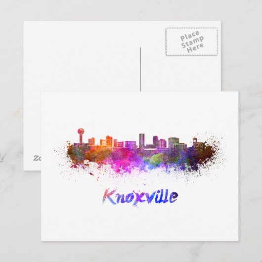 Knoxville skyline in waterverf briefkaart (Voorkant / Achterkant)