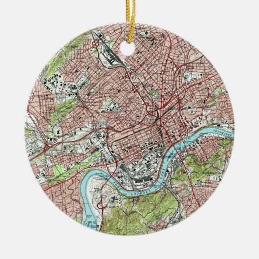 Knoxville Tennessee Map (1978) Keramisch Ornament (Voorkant)