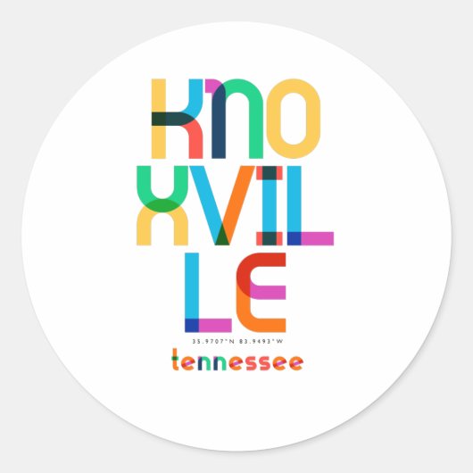 Knoxville Tennessee Mid Century, Pop Art, Ronde Sticker (Voorkant)