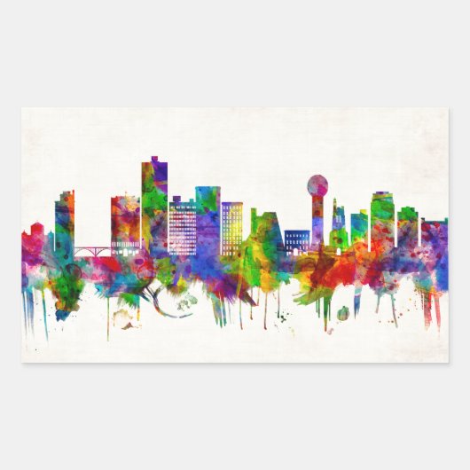 Knoxville Tennessee Skyline Rechthoekige Sticker (Voorkant)