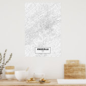 Knoxville, Tennessee (zwart op wit) Poster (Keuken)