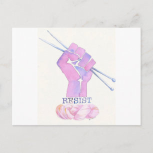 Kntting power fist with RESIST Briefkaart