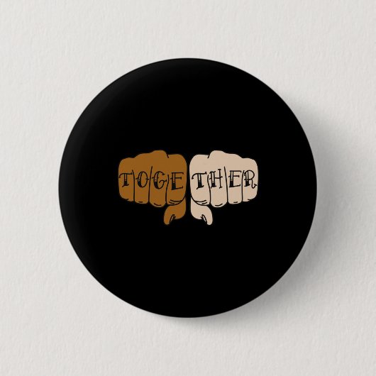 Knuckle Tattoo Fist Sticker- Samen Sticker 1 Ronde Button 5,7 Cm (Voorkant)