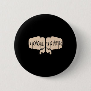 Knuckle Tattoo Fist Sticker- Samen Sticker Ronde Button 5,7 Cm