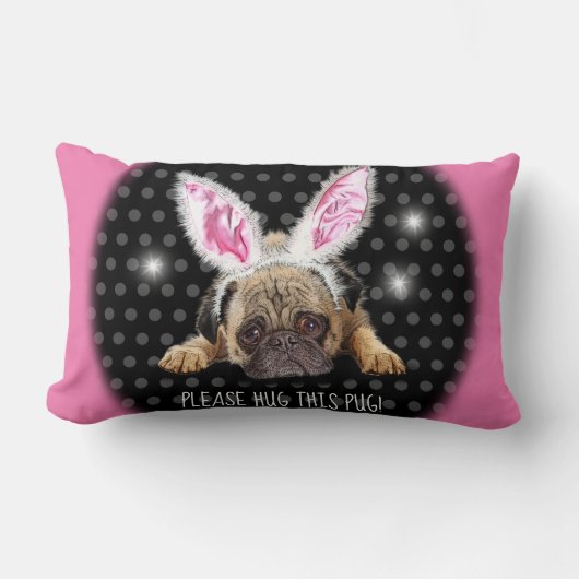 Knuffel alsjeblieft dit mopskussen Lumbar kussen. Kussen (Voorkant)