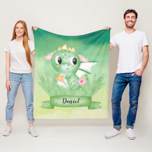Knuffel Baby Draak Waterverf Fleece Deken (In situ)