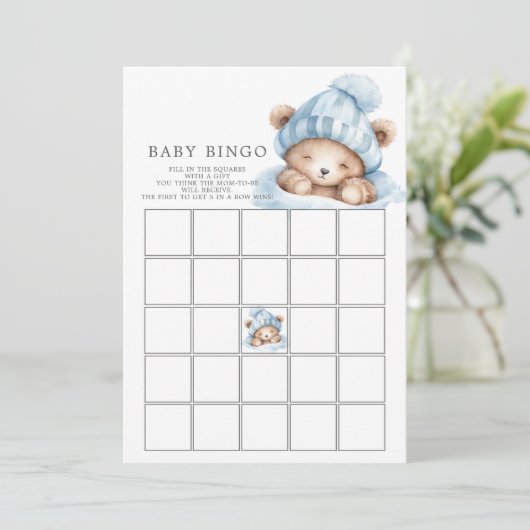 Knuffel Beer Baby Shower Bingo Spel Kaart (Staand voorkant)