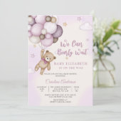 Knuffel Beer Baby Shower Uitnodiging (Staand voorkant)