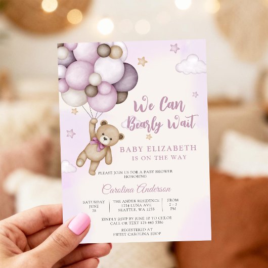 Knuffel Beer Baby Shower Uitnodiging
