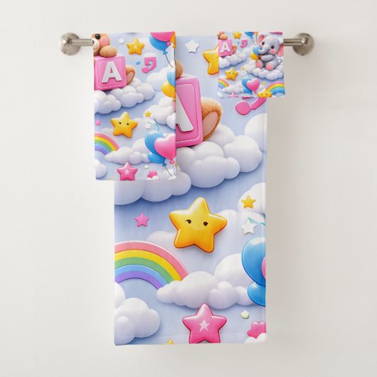 Knuffel beer en olifant ABC nummers handdoek set (Insitu)