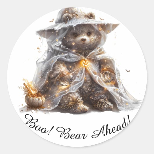 Knuffel Beer. Ghost. Klassieke Ronde Stickers (Voorkant)