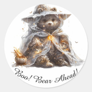 Knuffel Beer. Ghost. Klassieke Ronde Stickers