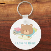 Knuffel Beer Houdt Van Lezen Sleutelhanger (Voorkant)