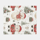 Knuffel Beer & Kerstman op Witte Achtergrond (2) Fleece Deken (Voorkant (Horizontaal))