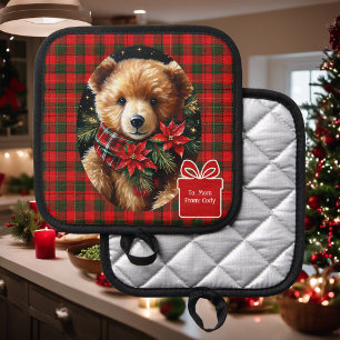 Knuffel Beer Kerstmis Naam Toevoegen Moeder Oma Pannenlap