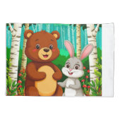 🐻🐰 Knuffel Beer & Konijn Bos Vriendschap Kussensloop (Achterkant)