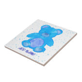 Knuffel Beer Met Eigen Tekst Blauw Tegeltje (Zijkant)