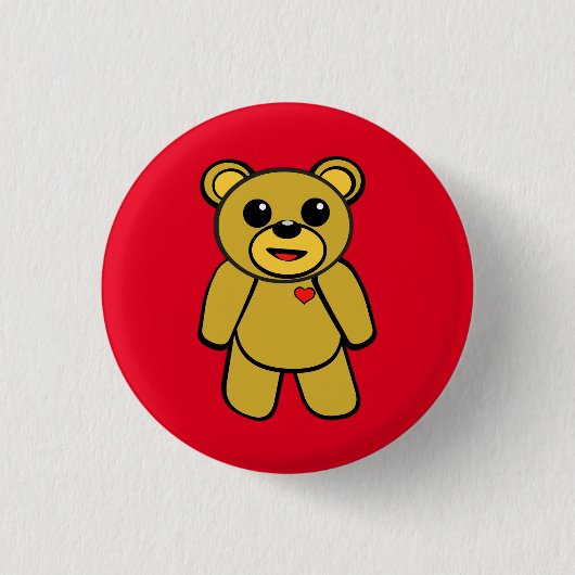 Knuffel Beer Ronde Button 3,2 Cm (Voorkant)