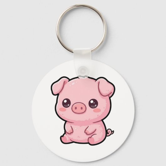 Knuffel Biggen Knop Sleutelhanger (Voorkant)