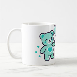 Knuffel Blauwe Teddybeer Met Hart Liefde Koffiemok