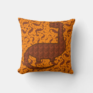 Knuffel Bruine en Oranje Dinosaurus Kussen