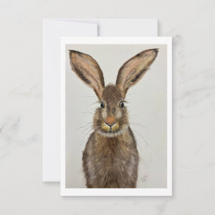 Knuffel bruine konijn kaart - Originele kunstwerk