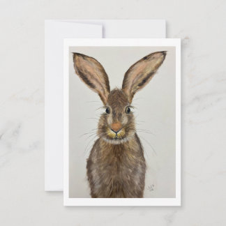 Knuffel bruine konijn kaart - Originele kunstwerk